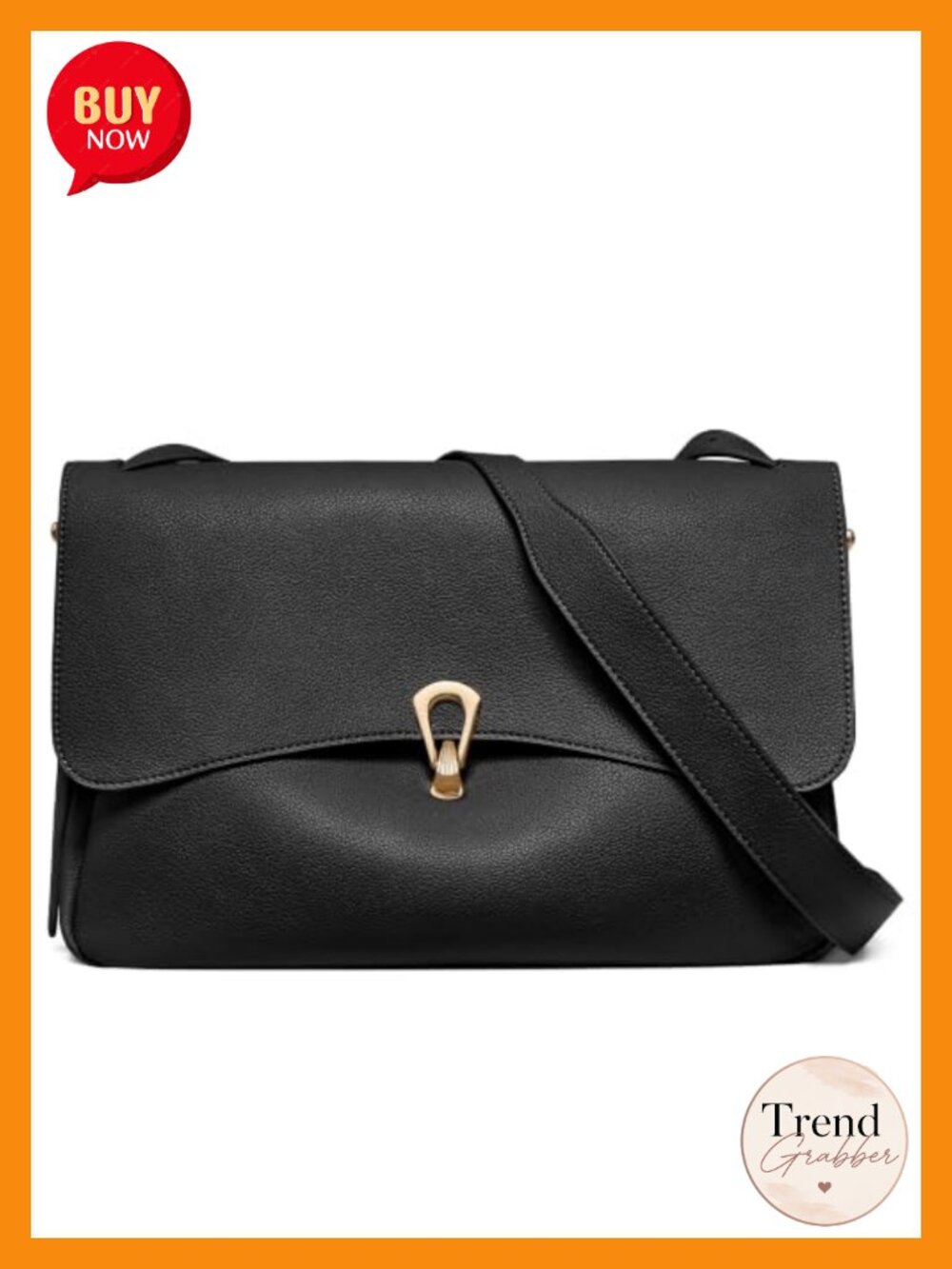 Vintage Flap Shoulder Bag Fine-Grained Leather Adjustable Strap Messenger